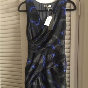 Halston heritage black blue wrap dress